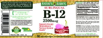 Nature's Bounty Sublingual B-12 2500 mcg Natural Cherry Flavor - vitamin supplement