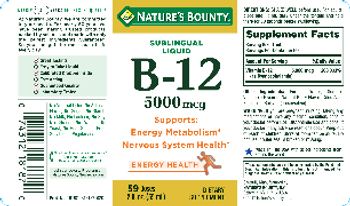 Nature's Bounty Sublingual Liquid B-12 5000 mcg - supplement