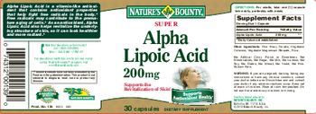 Nature's Bounty Super Alpha Lipoic Acid 200 mg - supplement