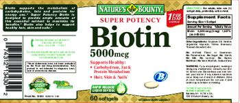 Nature's Bounty Super Potency Biotin 5000 mcg - vitamin supplement