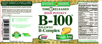 Nature's Bounty Time-Released High Potency B-100 Balanced B-Complex - vitamin supplement