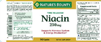 Nature's Bounty Time Released Niacin 250 mg - supplement