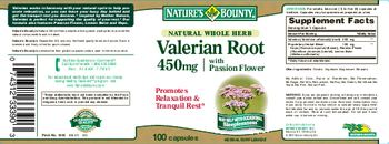 Nature's Bounty Valerian Root 450 mg With Passion Flower - herbal supplement