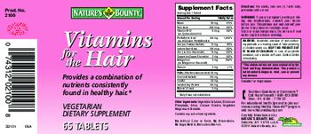 Nature's Bounty Vitamins For The Hair - vegetarian supplement