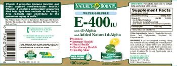 Nature's Bounty Water-Soluble E-400 IU With Dl-Alpha And Added Natural D-Alpha - vitamin supplement