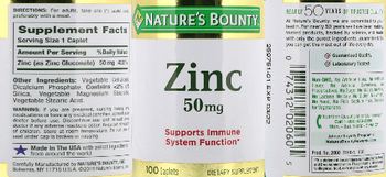 Nature's Bounty Zinc 50 mg - supplement