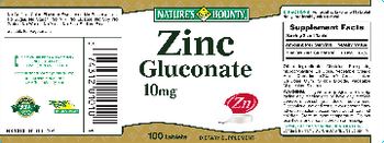 Nature's Bounty Zinc Gluconate 10 mg - supplement
