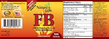 Nature's Gifts FB Diet & Exercise Formula With Chitosan - supplement