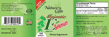 Nature's Gifts Majestic E 400 IU Plus Selenium - supplement