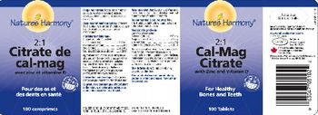 Nature's Harmony 2:1 Cal-Mag Citrate With Zinc And Vitamin D - 