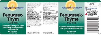 Nature's Harmony Fenugreek-Thyme 500 mg - 