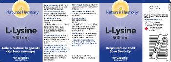 Nature's Harmony L-Lysine 500 mg - 