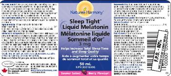 Nature's Harmony Sleep Tight Liquid Melatonin 3 mg Berry Flavour! - 