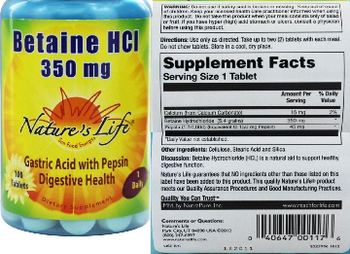 Nature's Life Betaine HCl 350 mg - supplement