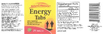 Nature's Measure Energy Tabs - supplement