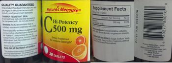 Nature's Measure Hi-Potency C 500 mg - supplement