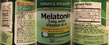 Nature's Measure Melatonin 3 mg with Vitamin B-6 - supplement