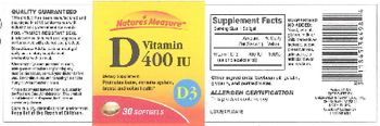 Nature's Measure Vitamin D 400 IU - supplement