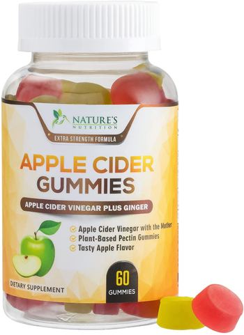 Nature’s Nutrition Apple Cider Vinegar Gummies for Natural Weight Support 500mg - supplement