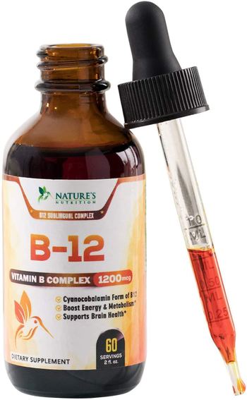 Nature’s Nutrition B12 Drops 1200 mcg Vitamin Sublingual Liquid Drops for Metabolism and Energy - supplement
