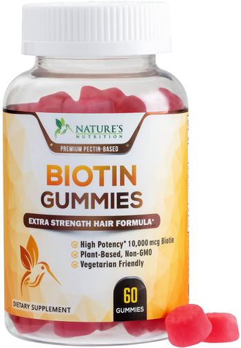 Nature’s Nutrition Biotin Gummies 10,000mcg Extra Strength Formula for Hair, Skin, and Nails - supplement