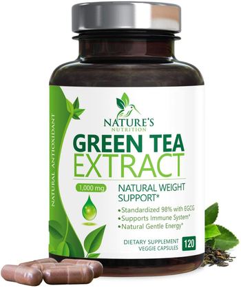 Nature’s Nutrition Green Tea Extract 98% Standardized Egcg for a Healthy Body 1000mg - supplement