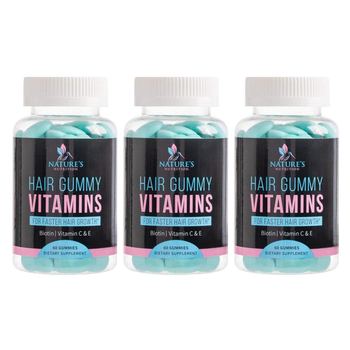 Nature’s Nutrition Hair Gummy Vitamins - 3 Bottles - supplement
