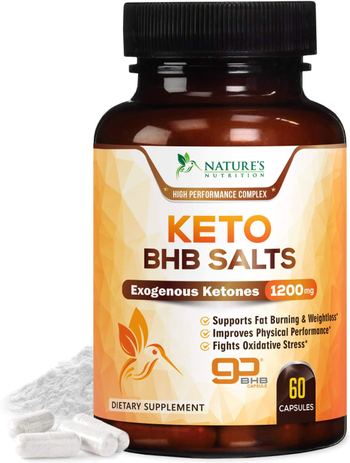 Nature’s Nutrition Keto BHB Capsules Advanced Exogenous Ketones Salts 1200mg - supplement