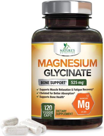 Nature’s Nutrition Magnesium Glycinate Capsules High Absorption Chelated 525mg - supplement