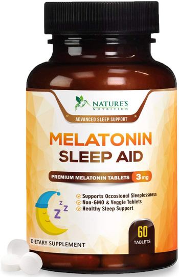 Nature’s Nutrition Melatonin 3mg Tablets Chewable Sleep Support for Adults - supplement