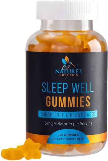Nature’s Nutrition Melatonin Gummies Extra Strength Sleep Gummy Vitamins 6mg, Natural Sugar - supplement