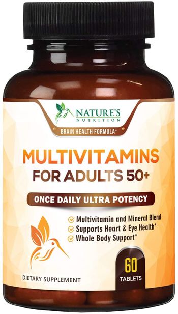 Nature’s Nutrition Multivitamin for Adults 50 Plus Extra Strength Daily Multivitamins and Minerals Supplement 627mg - supplement