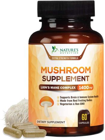 Nature’s Nutrition Mushroom Supplement with Lions Mane, Reishi, Chaga, Maitake - supplement