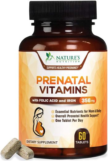 Nature’s Nutrition Prenatal Vitamins High Potency Folic Acid and Iron Supplement 800mg - supplement