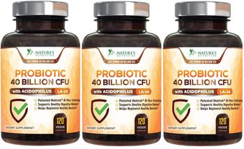 Nature’s Nutrition Probiotic 40 Billion CFU - 120 Capsules (3 Bottles) - supplement