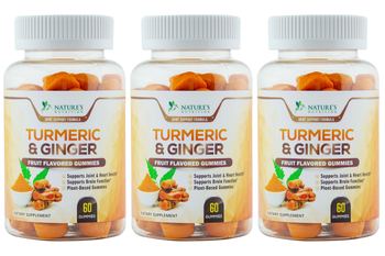 Nature’s Nutrition Turmeric Curcumin and Ginger Gummies - 3 Bottles - supplement