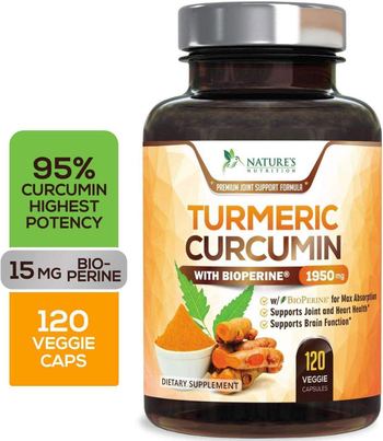 Nature’s Nutrition Turmeric Curcumin with BioPerine - 120 Capsules (1 Bottle) - supplement