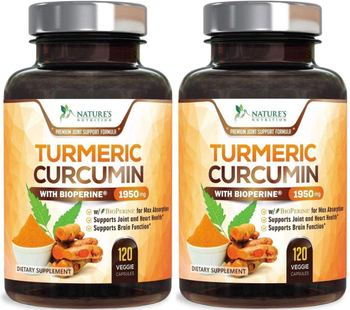 Nature’s Nutrition Turmeric Curcumin with BioPerine - 120 Capsules (2 Bottles) - supplement