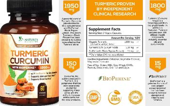 Nature’s Nutrition Turmeric Curcumin with BioPerine 1950 mg - supplement