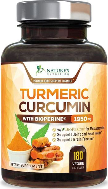 Nature’s Nutrition Turmeric Curcumin with BioPerine 95% Curcuminoids 1950mg with Black Pepper for Best Absorption - supplement