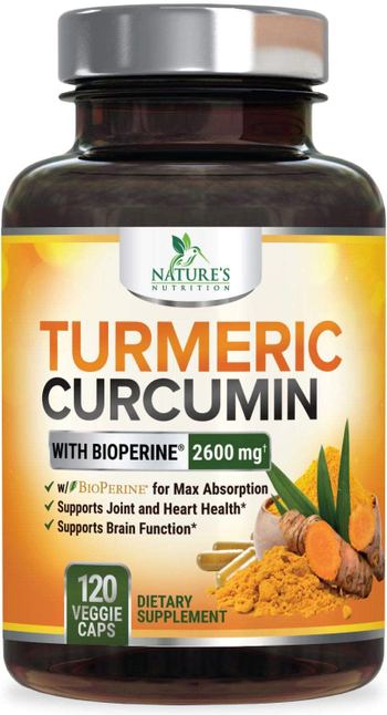 Nature’s Nutrition Turmeric Curcumin with Bioperine 95% Curcuminoids 2600mg with Black Pepper - supplement