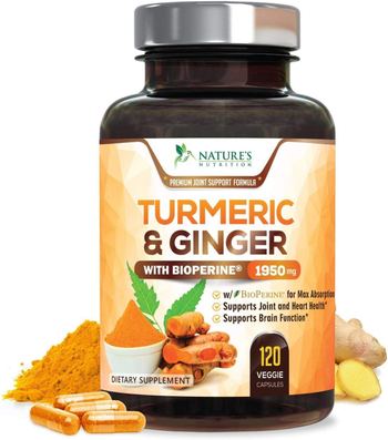 Nature’s Nutrition Turmeric Curcumin with BioPerine & Ginger 95% Curcuminoids 1950mg - supplement