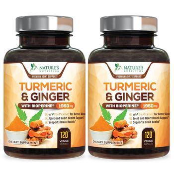 Nature’s Nutrition Turmeric Curcumin with Ginger and BioPerine - 2 Bottles - supplement