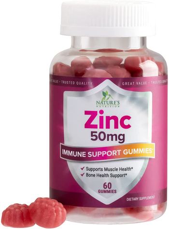 Nature’s Nutrition Zinc Gummies for Kids and Adults Extra Strength Immune Support Supplement - supplement