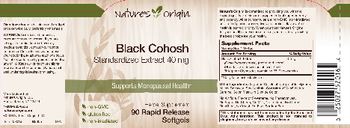 Nature's Origin Black Cohosh Standardized Extract 40 mg - herbal supplement