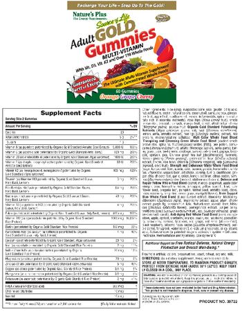 Nature's Plus Adult Gold Gummies Orange Grape Cherry - the ultimate multivitamin supplement with concentrated whole foods