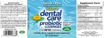 Nature's Plus Adult's Dental Care Probiotic Lozenges Natural Peppermint Flavor - probiotic vit d3 calcium coq10 supplement