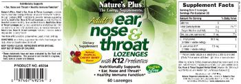 Nature's Plus Adult's Ear, Nose & Throat Lozenges With K12 Probiotics Natural Tropical Cherry Berry Flavor - supplement