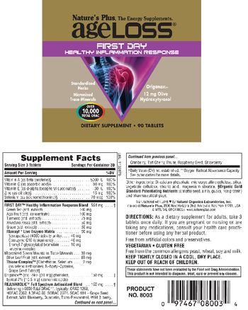 Nature's Plus AgeLoss First Day Healthy Inflammation Response - supplement