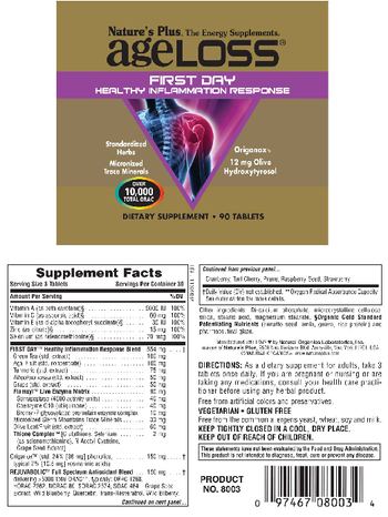 Nature's Plus AgeLoss First Day Healthy Inflammation Response - supplement